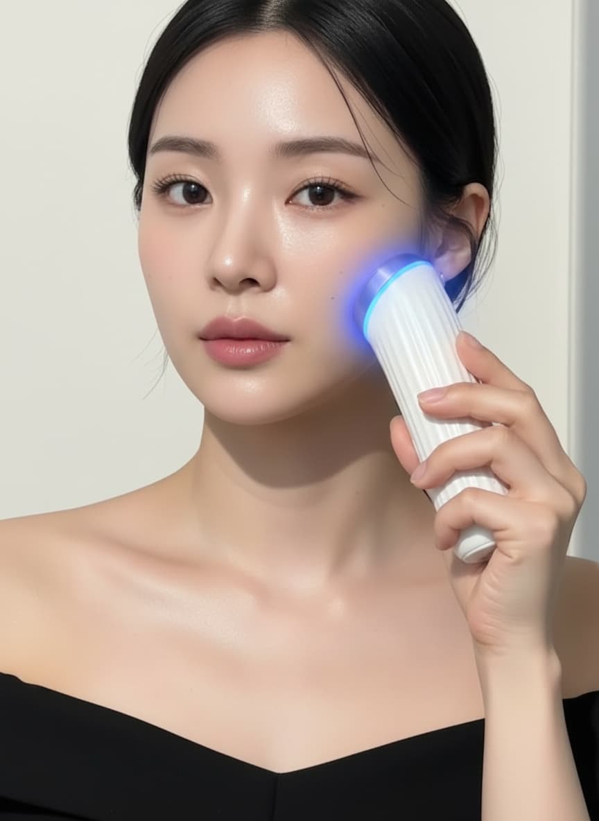 PORE SHOT 코스 — BLUE LED 사용 모습