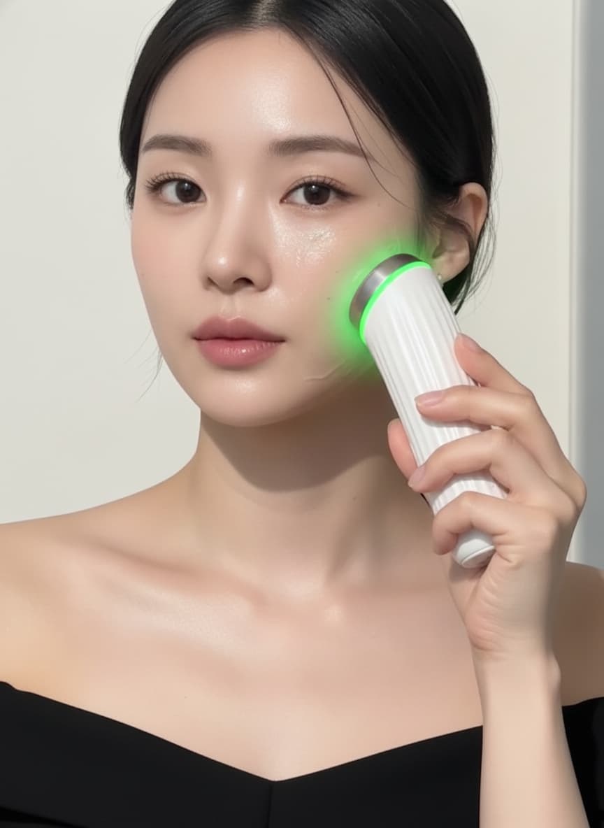 THERAPY+ 코스 — GREEN LED 사용 모습